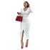 European and American women's clothing 2024 summer new style elegant nail bead V-neck high waist one-step skirt slit dress