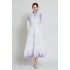 Spot Photo - Fashionable Bohemian Collar Lace Edge Lantern Sleeve Waist Long Printed Dress