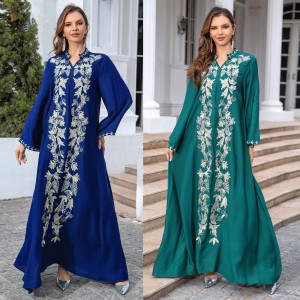 Cross border Muslim Middle Eastern Robe Women's Abaya Embroidered Dress Evening Dress Dubai Women's Foreign Trade Wholesale