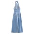 Foreign trade 2024 summer new women's clothing European and American style sexy leak back hanging neck long denim jumpsuit 6147125