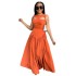 European and American cross-border women's clothing 2024 summer new style temperament round neck hollow out slim fit and slimming mid length sleeveless dress