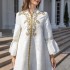 Cross border Middle Eastern Muslim Women's Fashion Dress Evening Dress Ethnic Style White Embroidered Women's Dress