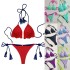 Swimsuit women, European and American hot girls, bikini split sexy triangle, double-sided contrasting beach bikini, three-point swimsuit