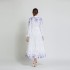 Spot Photo - Fashionable Bohemian Collar Lace Edge Lantern Sleeve Waist Long Printed Dress