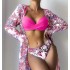 2022 new three-point three piece set of outerwear, long sleeved European and American cross-border split bikini swimsuit, women's bikini