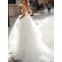 European and American foreign trade temperament, bride's mesh, fluffy wedding dress, wedding dress, outdoor lawn, simple and fashionable women's wedding