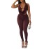 European and American style ins foreign trade women's clothing solid color sexy sleeveless hanging neck set deep V-neck swinging pants two-piece set trendy hair replacement