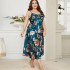 Summer new fat and plus size ice silk sleepwear fashionable casual sleepwear imitation silk sexy printed suspender nightgown