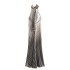 Foreign trade 2024 summer new women's clothing European and American style silk satin texture striped backless long dress 3142009