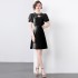 High end exquisite heavy industry summer handmade nail drill splicing lace high waist mid skirt 2024 new dress