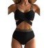 2023 new European and American split solid color swimsuit women's bikini triangle sexy slimming high waist spot swimsuit