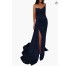 Cross border split evening gown with orange V-neck strapless design, popular on foreign trade websites such as Amazon and AliExpress