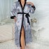 Cross border fattening plus plus size sleepwear for women, fashionable and casual loose printed sleepwear for women, long imitation silk sexy nightgown