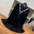 Yang Xiaojuan French V-neck Handmade Sparkling Diamond Velvet Dress for Women, High end Small Black Dress, New Year's Party Gift Dress