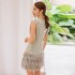 Xiaoxiangfeng dress, coarse floral fringe short skirt, slimming dress, party, birthday party, banquet 66097