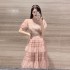 2024 Summer New Product Elegant Starry Sky slimming Gentle Wind Lace Fairy Dress Tea Break Dress