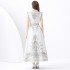 2024 Vacation - Palace Style Flip Collar Sleeveless Waist Wide Skirt Printed Long Dress