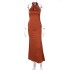 European and American style 2024 summer Amazon new sexy solid color slim fit sleeveless backless dress for women's foreign trade wholesale