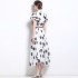 Real time spot French high-end banquet dress with ruffled edges and polka dots, chiffon long skirt, socialite temperament dress