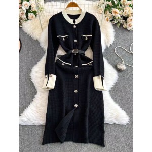 2024 Winter New Women's French High end Exquisite Small Fragrant Style Rich Family heiress Unique Waist Collection Dress