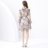 2024 Vacation - Colorful Flower V-neck Mushroom Edge Strap Shrink Fold Wide Swing Printed Mini Dress