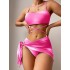 2024 European and American cross-border tie dye bikini swimsuit women's three piece set mesh skirt split bikini Amazon swimsuit