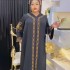 Cross border ethnic style plus size dress, Middle Eastern Muslim style long robe, fashionable V-neck, front and rear rhinestone flared sleeves