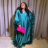 New African women's loose dress for foreign trade, luxurious full surround, lightweight feather bat sleeves, high slit robe