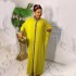 Fashionable solid color loose lining dress with leopard print rhinestone long robe and inner skirt, African evening dress source in stock