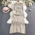 Large size women's clothing 2024 autumn and winter new knitted dress, fat mm, covering the belly to show off thinness, paired with a coat, base coat, woolen dress