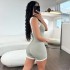 European and American women's clothing 2024 summer Amazon new U-neck contrasting suspender tight sports yoga jumpsuit wholesale