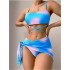 2024 European and American cross-border tie dye bikini swimsuit women's three piece set mesh skirt split bikini Amazon swimsuit