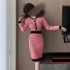 Xiaoxiangfeng contrasting color knitted long sleeved dress for women in autumn and winter, sexy slim fit French temperament base, hip hugging short skirt