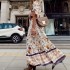 FD313 Spot Fashion Foreign Trade Women's Wear 2024 Autumn/Winter Fashion Printed Bohemian Long Dress