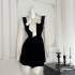 Yue Han Little Fish Velvet Black Clever French Dress, Rich and Noble, Autumn Wave Point Fake Two Skirts