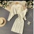 French sexy hip hugging camisole dress+short lazy loose pullover knit sweater two-piece set trendy