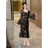 2024 Autumn New Black Hip Wrapping Skirt, Celebrity Tea Break Skirt, French Long Skirt, Look Thin, Show Body, Female Dress