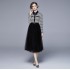 2024 Autumn New Small Fragrant Style Splicing Large Swing Long Sleeve Dress with Elegant and High End Charm