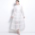 Real time spot lace lace long sleeved buckle long dress, autumn classic intellectual vacation style ins