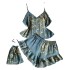 Danny Lin Spring and Summer Imitation Silk Pajama Two piece Set Fashion Printed Shorts Home Clothes Set Sexy Strap Skirt