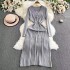 Large size women's clothing 2024 autumn and winter new knitted dress, fat mm, covering the belly to show off thinness, paired with a coat, base coat, woolen dress