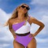 2024 Cross border European and American swimwear women's Amazon AliExpress contrasting bikini one-piece splicing swimsuit