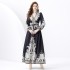 2024 Vacation - Palace Style V-neck Lantern Sleeve Wave Edge Vintage Printed Dress