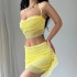 European and American 2024 Spring Women's New Mesh Splicing Chest Wrapping Skirt Two Piece Set Fashion Leisure Set Wholesale