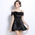 Real shot spot design sense, three-dimensional butterfly strapless strapless, shoulder baring, waist cinched A-line skirt dress, mini dress