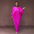 African women's oversized dress with pleats and loose fit, including headscarf and chest flower, all in one size, cross-border source in stock