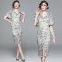 -New 2024 style socialite queen style bubble sleeves French high-end floral dress for women, summer retro