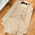 Oshea Qianjin style khaki jacket dress for women 2024 new autumn style bubble sleeves square neck short A-line skirt