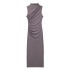 Foreign trade wholesale autumn new women's solid color pullover sleeveless pleated decoration back slit MIDI dress