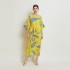 In stock - Miyake Fold Summer New Product Printed Waist Waist Dress Handmade Fold Temperament Skin Covering Long Dress